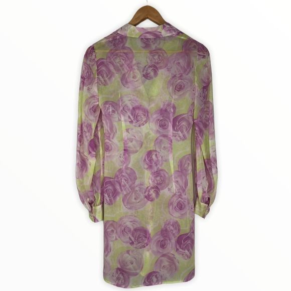 Escada Rose Sleeveless Dress and Sheer Wrap Jacket Set Floral Print - Picture 7 of 16